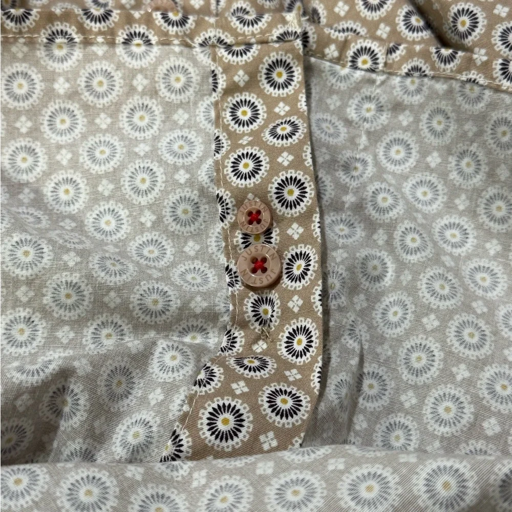 Justin Boots Men's Tan Geometric Medallion Long Sleeve Shirt Button Down Mens XL